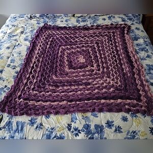 Handmade crochet purple blanket